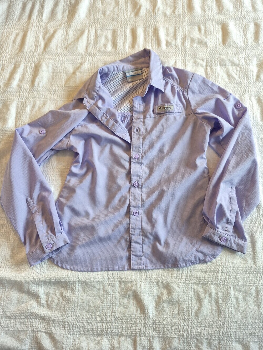 Columbia PFG girls size Small or 7/8 lavender long sleeve convert sleeve shirt